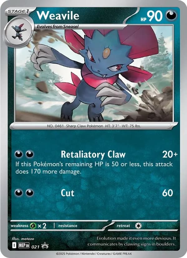 Weavile (Cosmos Holo) — Mega Evolution Promo 21 Pokémon card