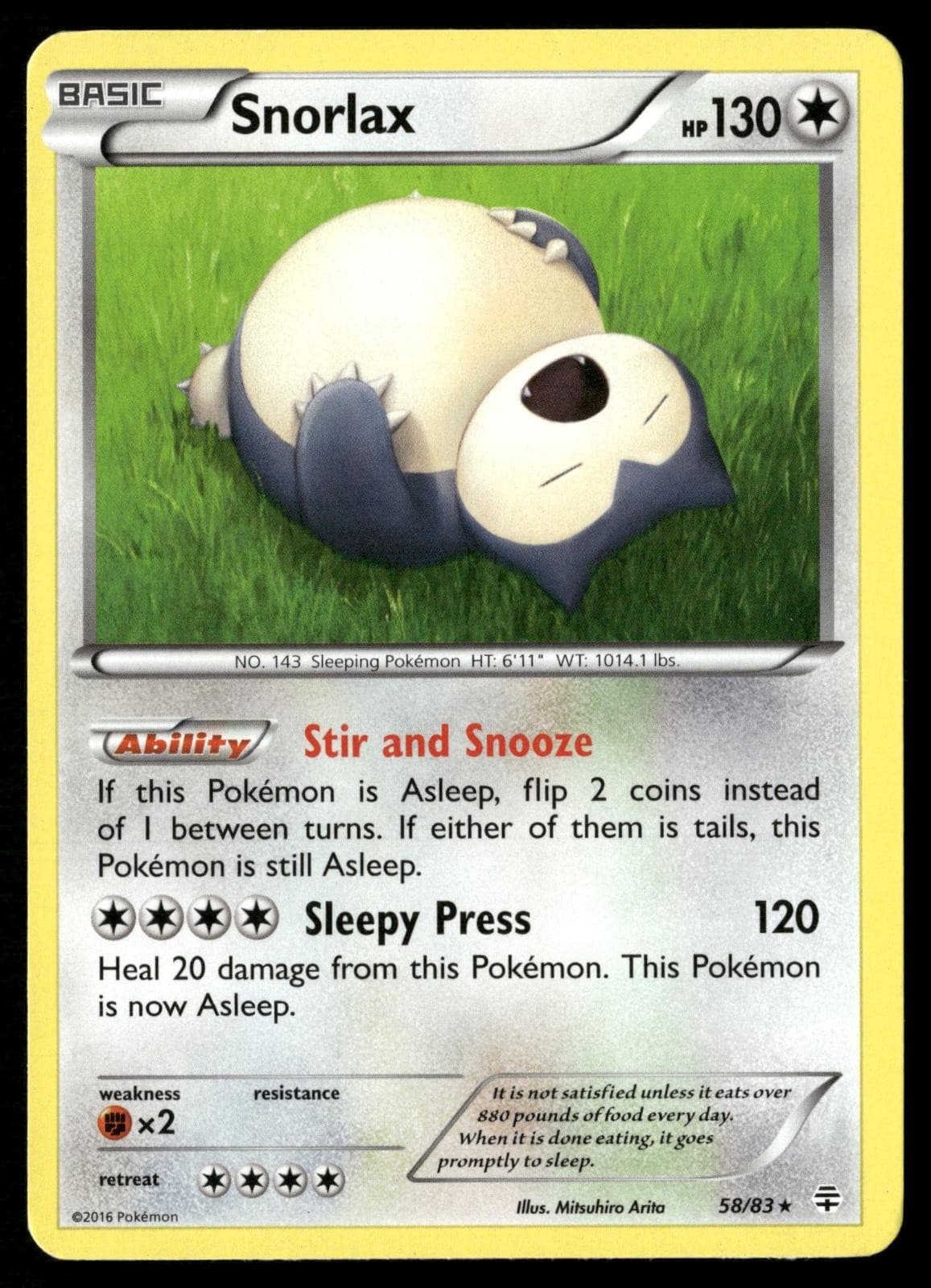 Pokemon Snorlax Generations 58/83 Rare Lightly Played