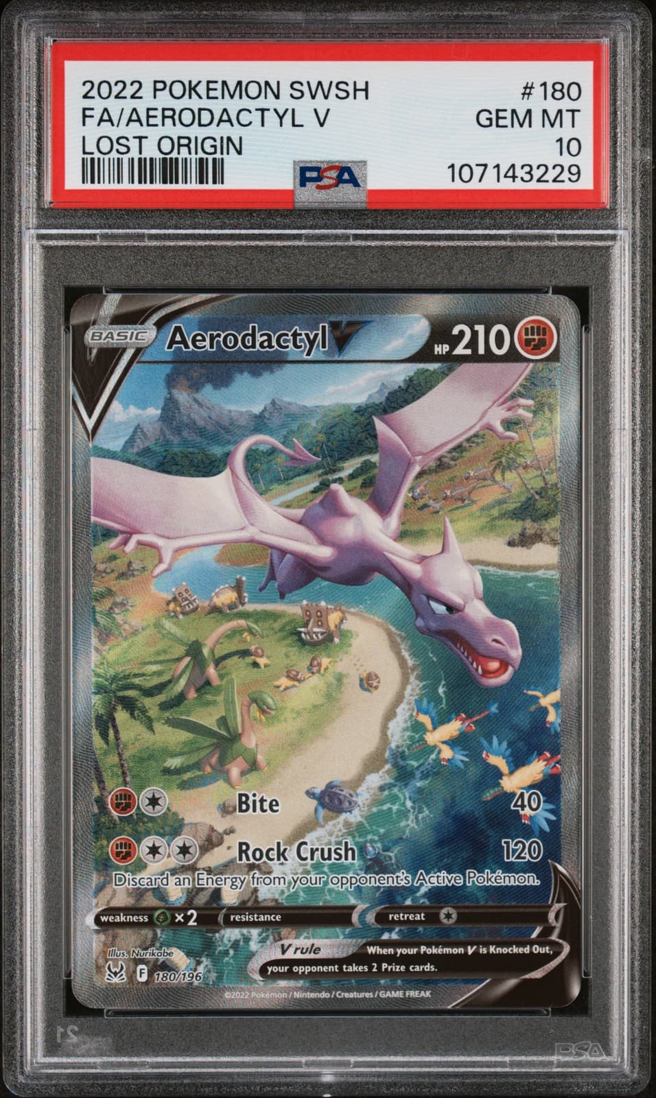 AERODACTYL V 180/196 LOST ORIGIN POKEMON PSA 10 2022