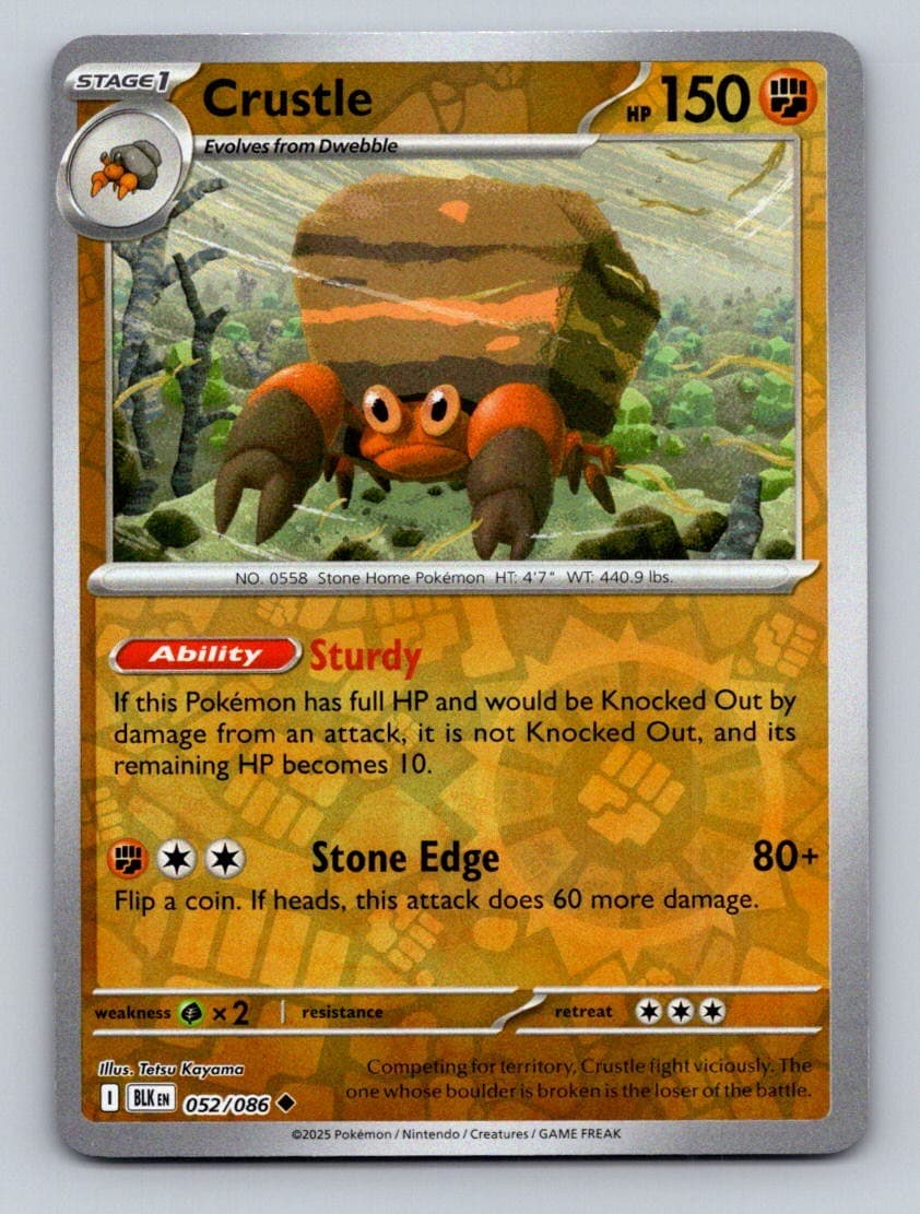Crustle (Poke Ball Pattern) 052/086 Uncommon Black Bolt Pokemon Holo Near Mint