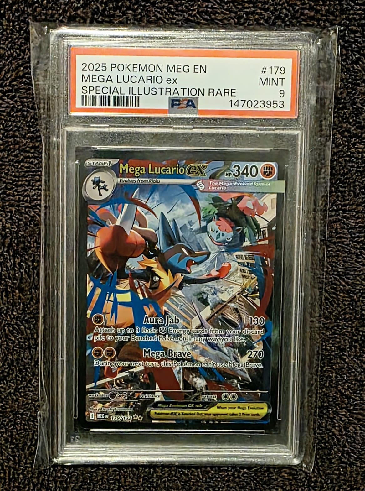 Pokemon TCG Mega Lucario ex 179/132 ME01 SIR Holo PSA 9 EN 2025