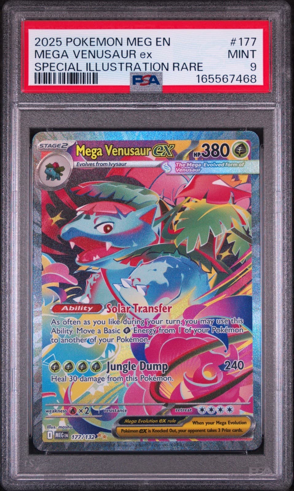 Pokemon Mega Venusaur ex 177/132 - PSA 9 - Me01: Mega Evolution Holo *Regradable