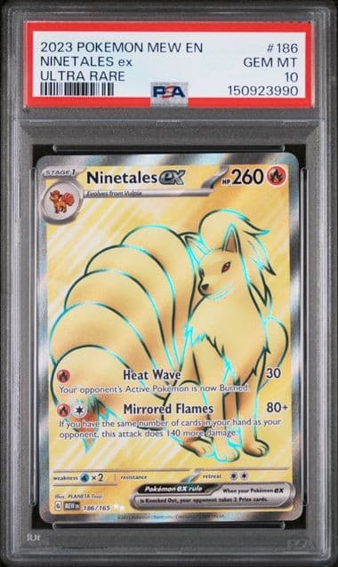 PSA 10 GEM MINT Ninetales ex 151 Ultra Rare Holo English 2023 Pokemon 186/165