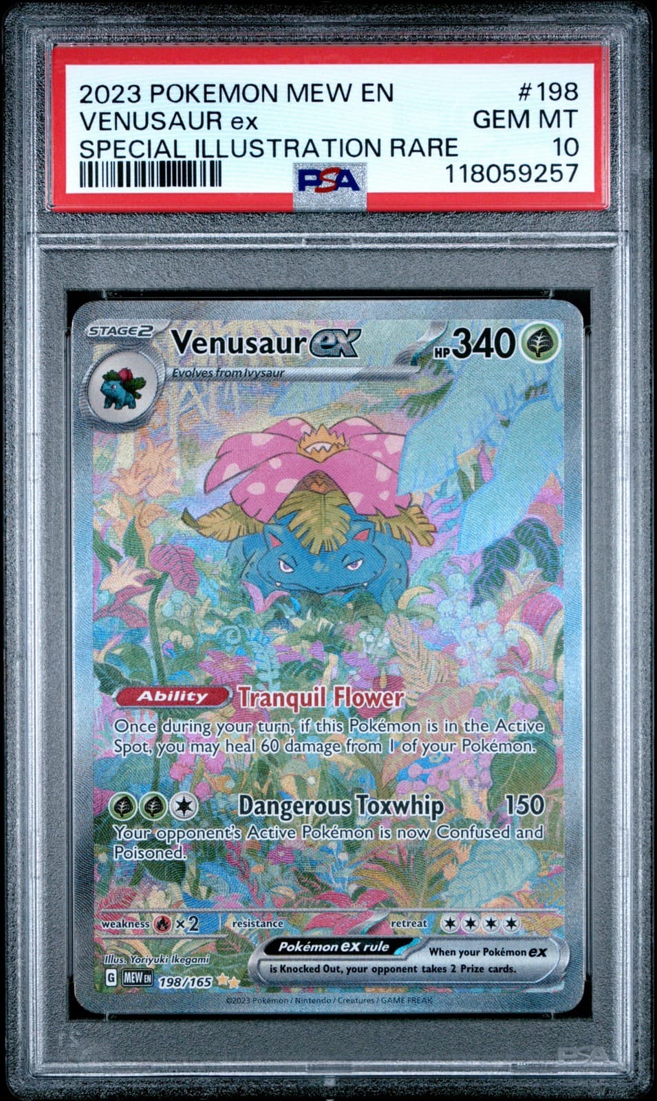 2023 POKEMON MEW EN-151 SPECIAL ILLUSTRATION RARE #198 VENUSAUR EX PSA 10