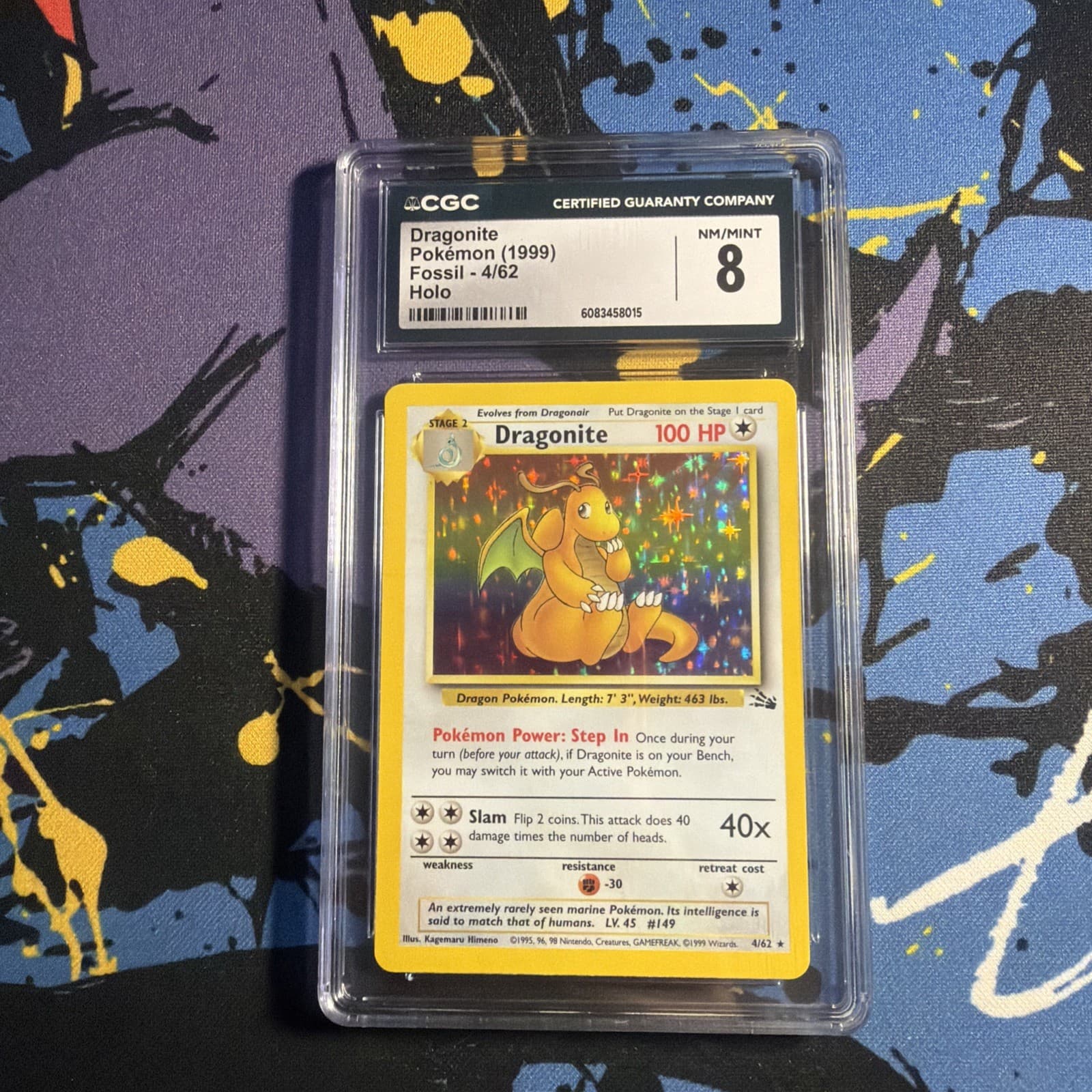 CGC 8 Dragonite 4/62 Fossil Holo Pokemon Card
