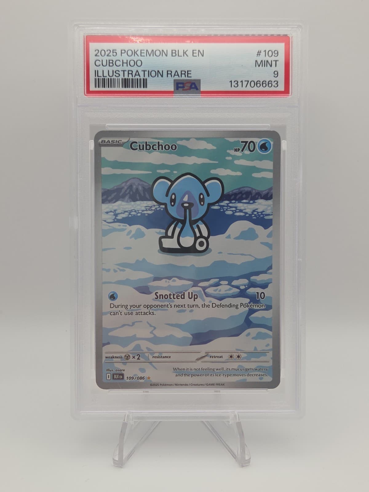 2025 POKEMON BLK EN-BLACK BOLT ILLUSTRATION RARE #109 CUBCHOO PSA 9