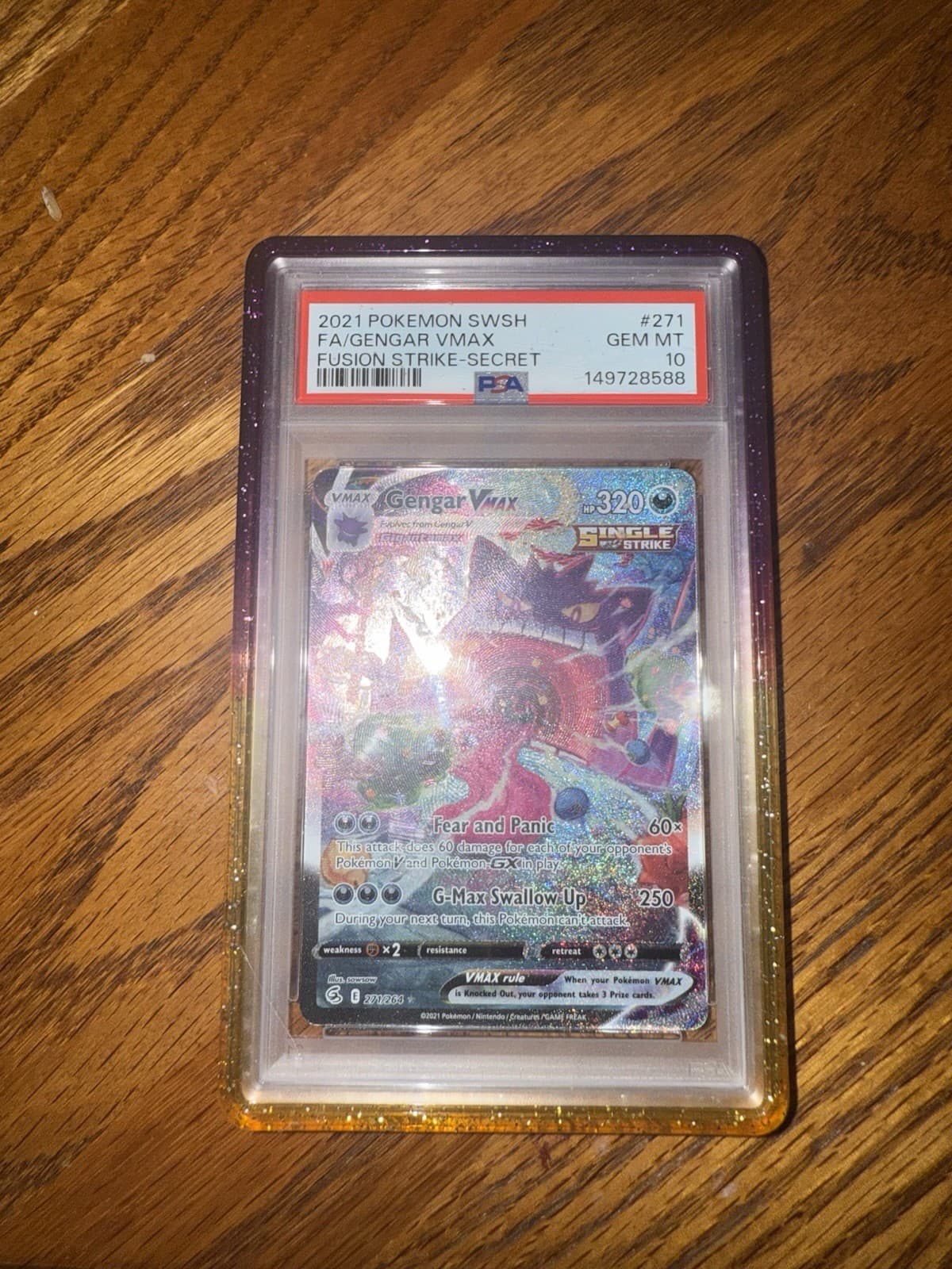 Pokemon Gengar VMAX Fusion Strike Secret Rare Full Art #271 PSA 10