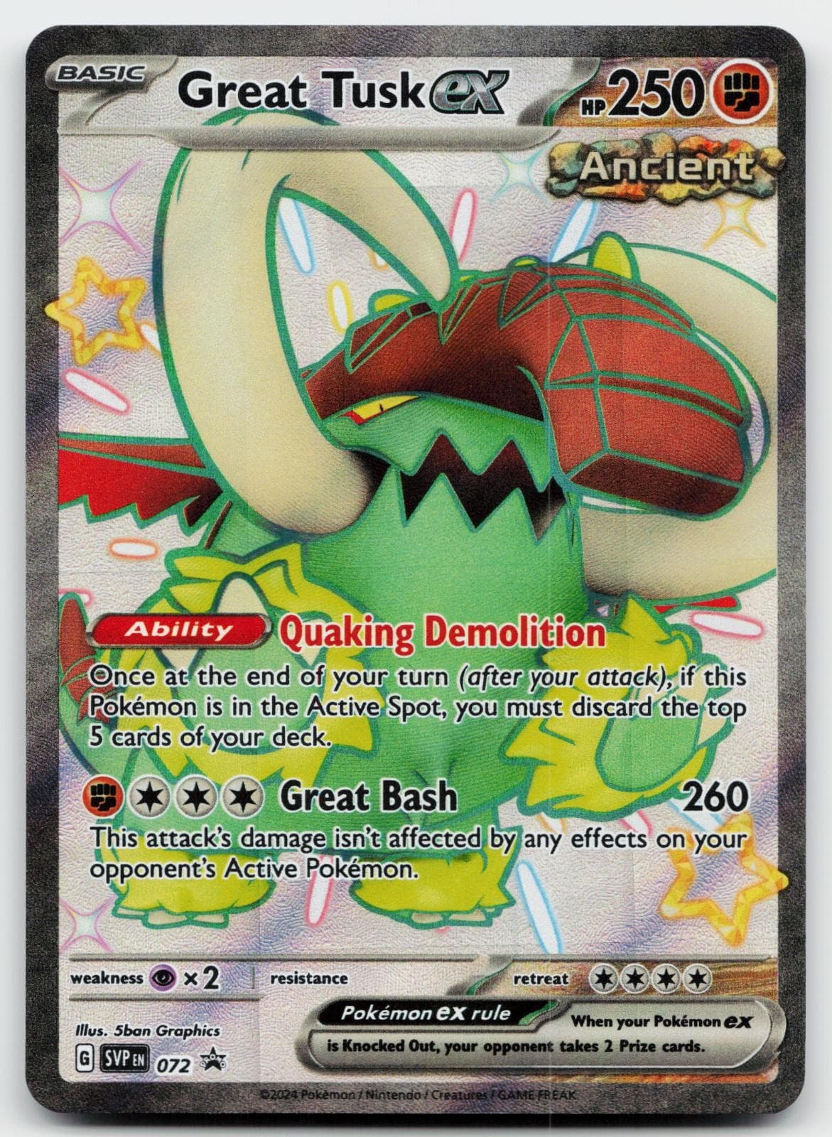 Great Tusk ex 072 Holo Promo Scarlet & Violet Promo Pokemon Near Mint