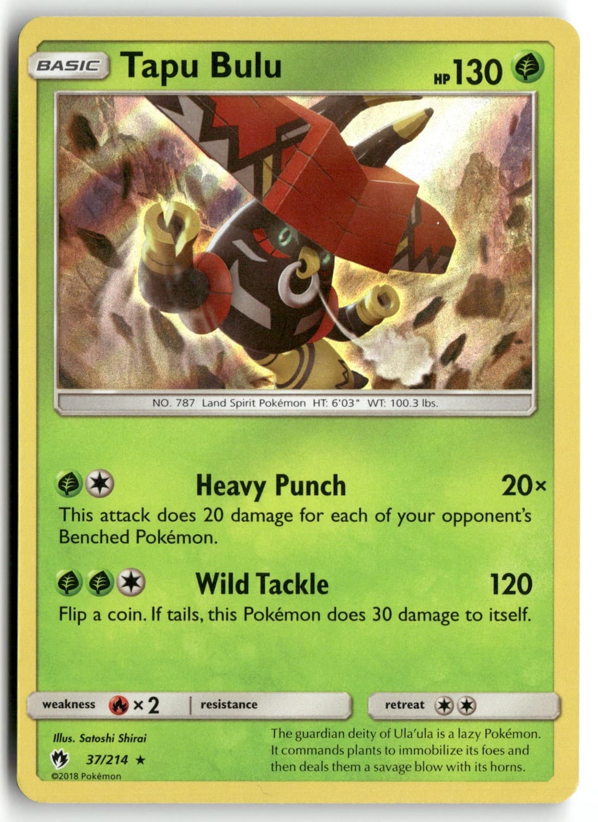Holofoil Tapu Bulu 37/214 NM SM - Lost Thunder