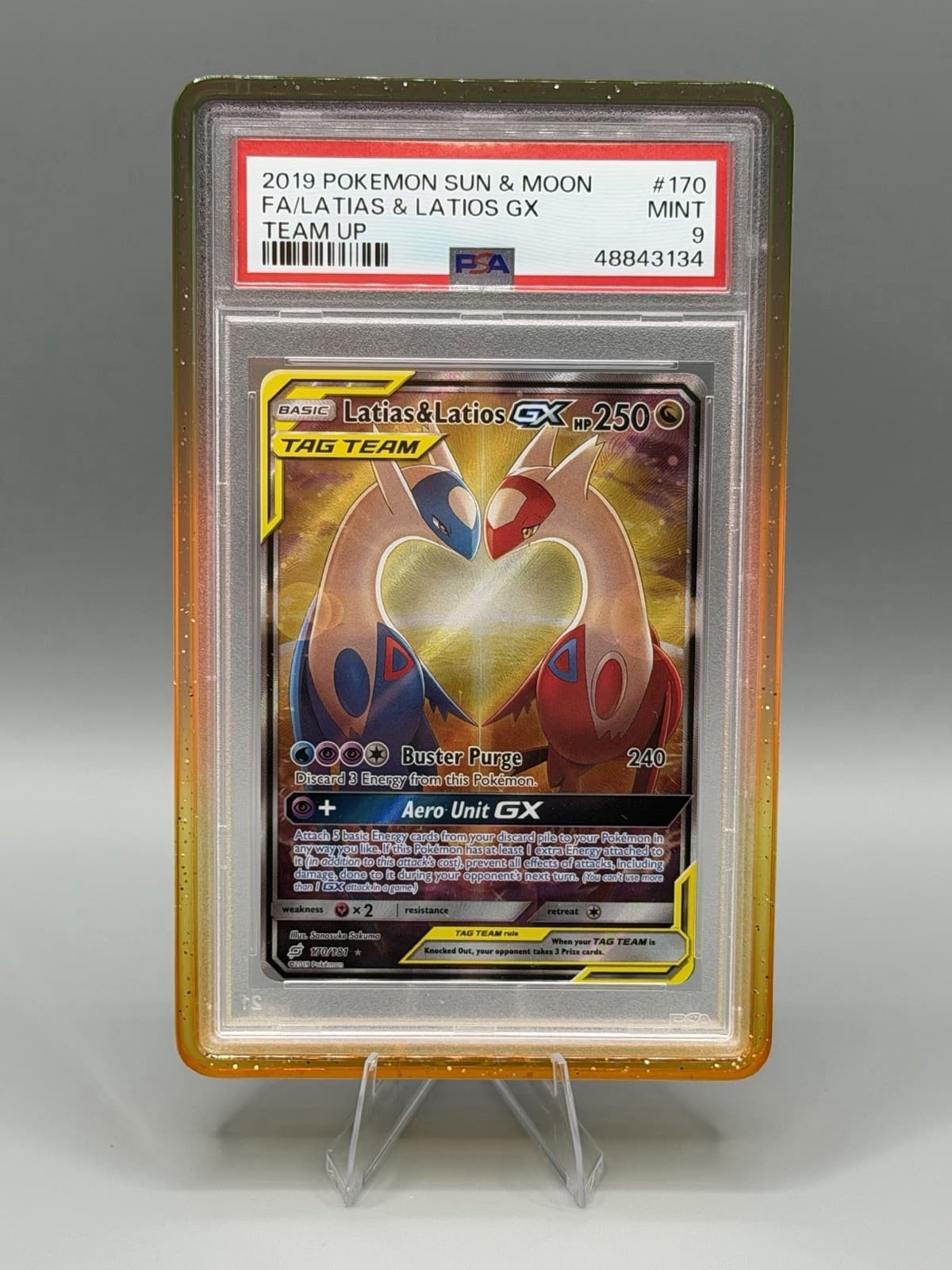 2019 Pokemon Sun & Moon Team Up Latias & Latios GX 170/181 Full Art Holo PSA 9