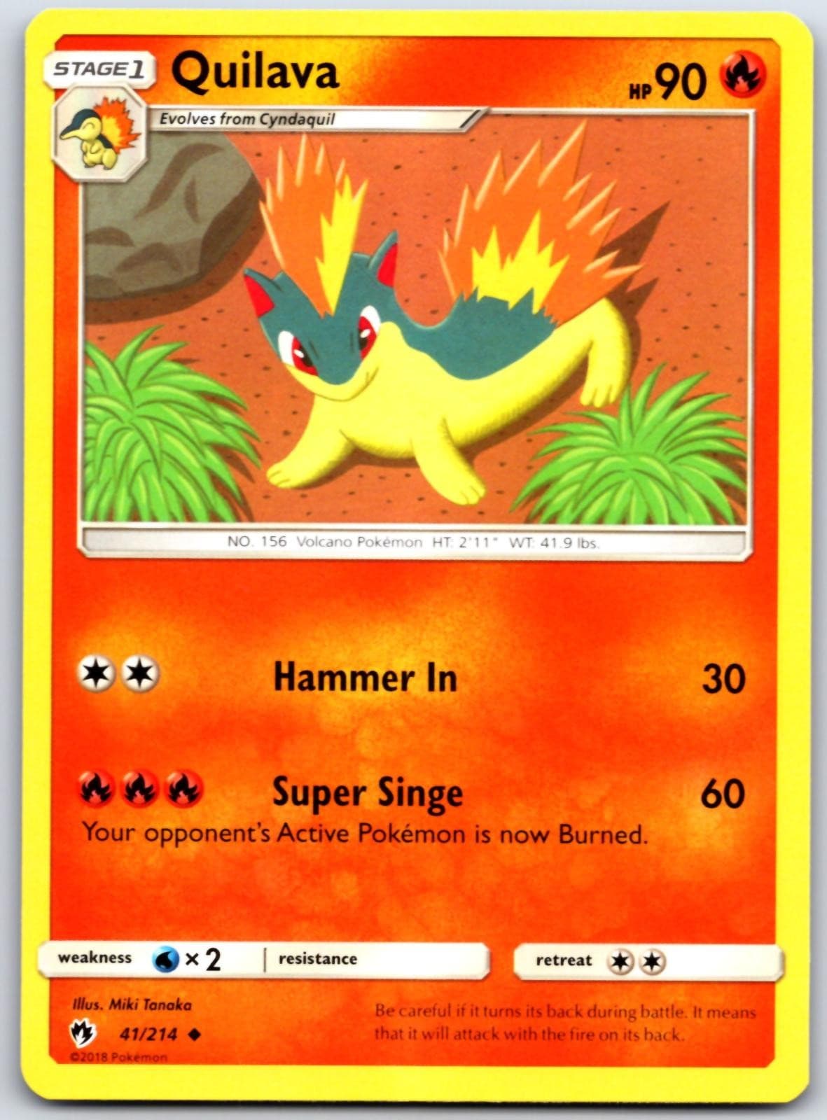 Quilava 41 UC Lost Thunder Pokemon NM