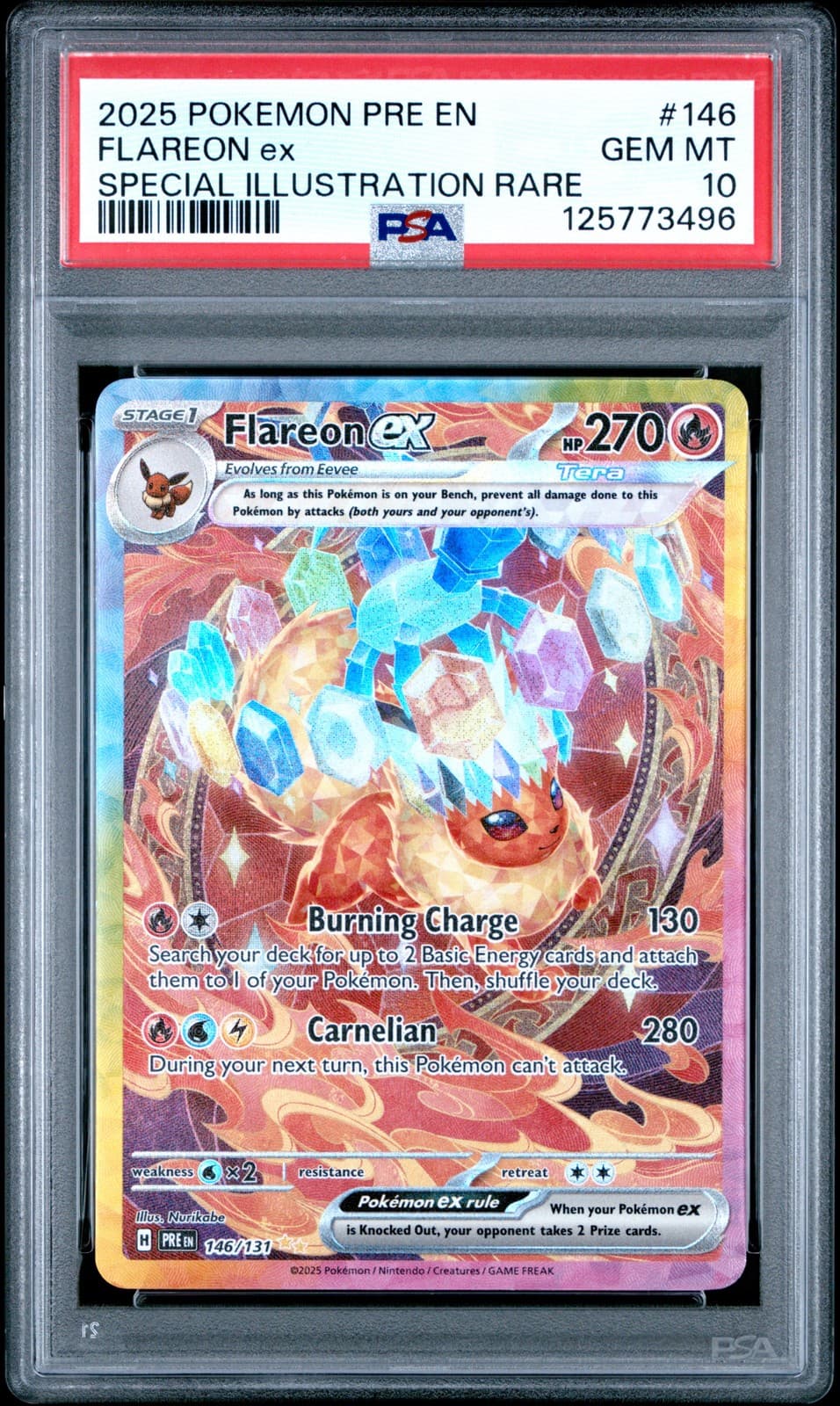 2025 POKEMON PRE EN-PRISMATIC EVOLUTIONS #146 FLAREON EX PSA 10