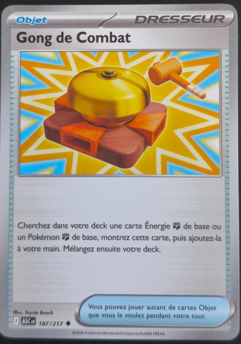 Carte Pokémon Gong de Combat 187/217 ASC ME2.5 Héros Transcendants FR NEUVE