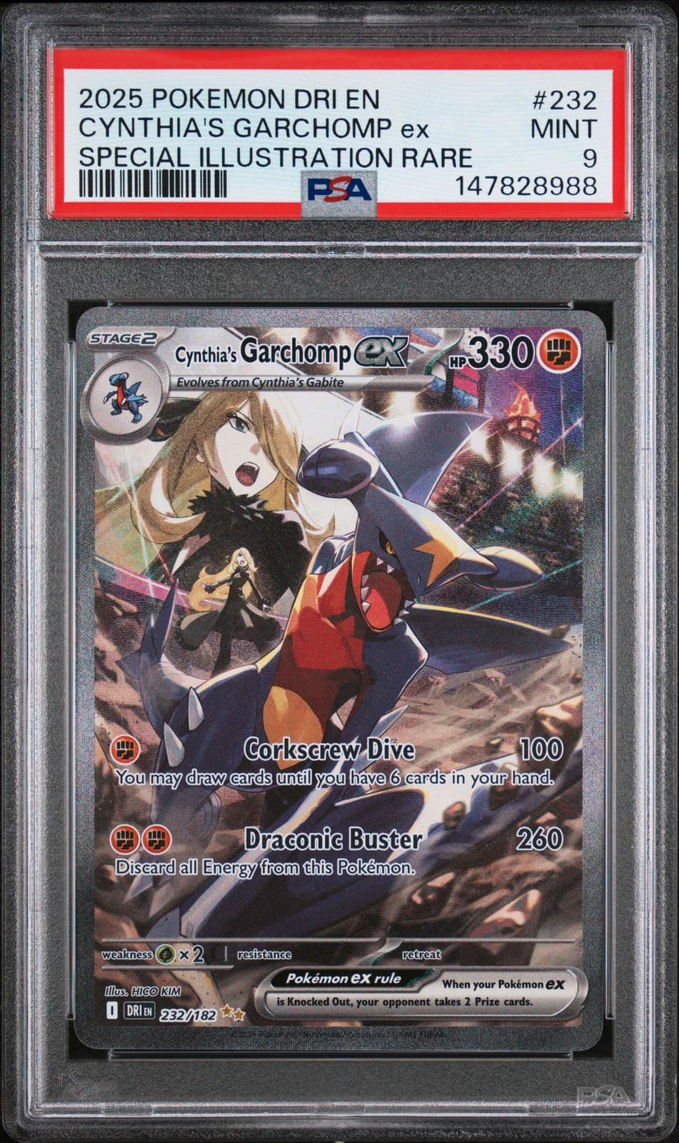 CYNTHIA'S GARCHOMP EX 232/182 SPECIAL ILLUSTRATION RARE POKEMON PSA 9 MINT