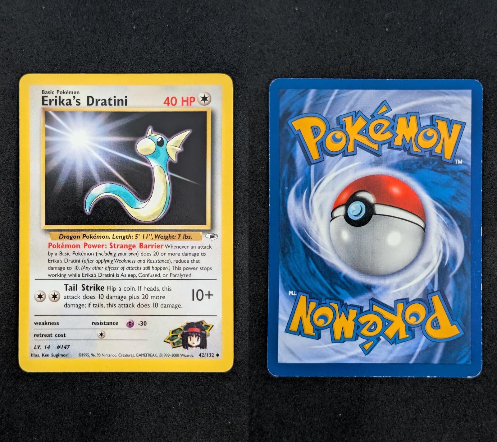 Erika's Dratini 42/132 Uncommon Gym Heroes Pokemon Unlimited Lightly Played