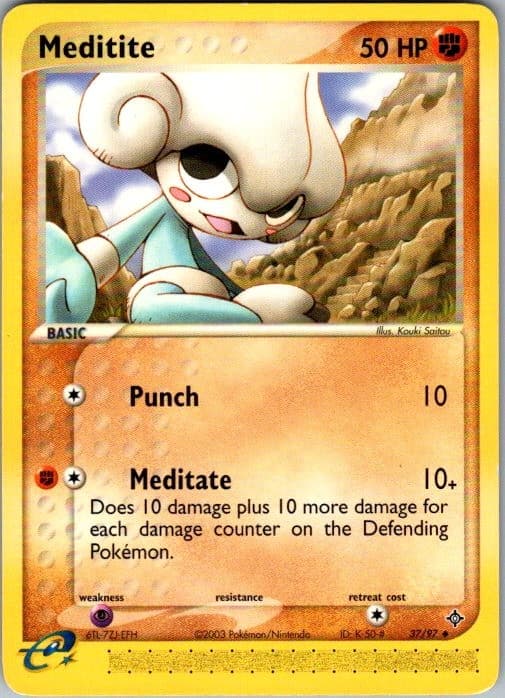 Meditite 37/97 Uncommon Dragon Pokemon Moderately Played