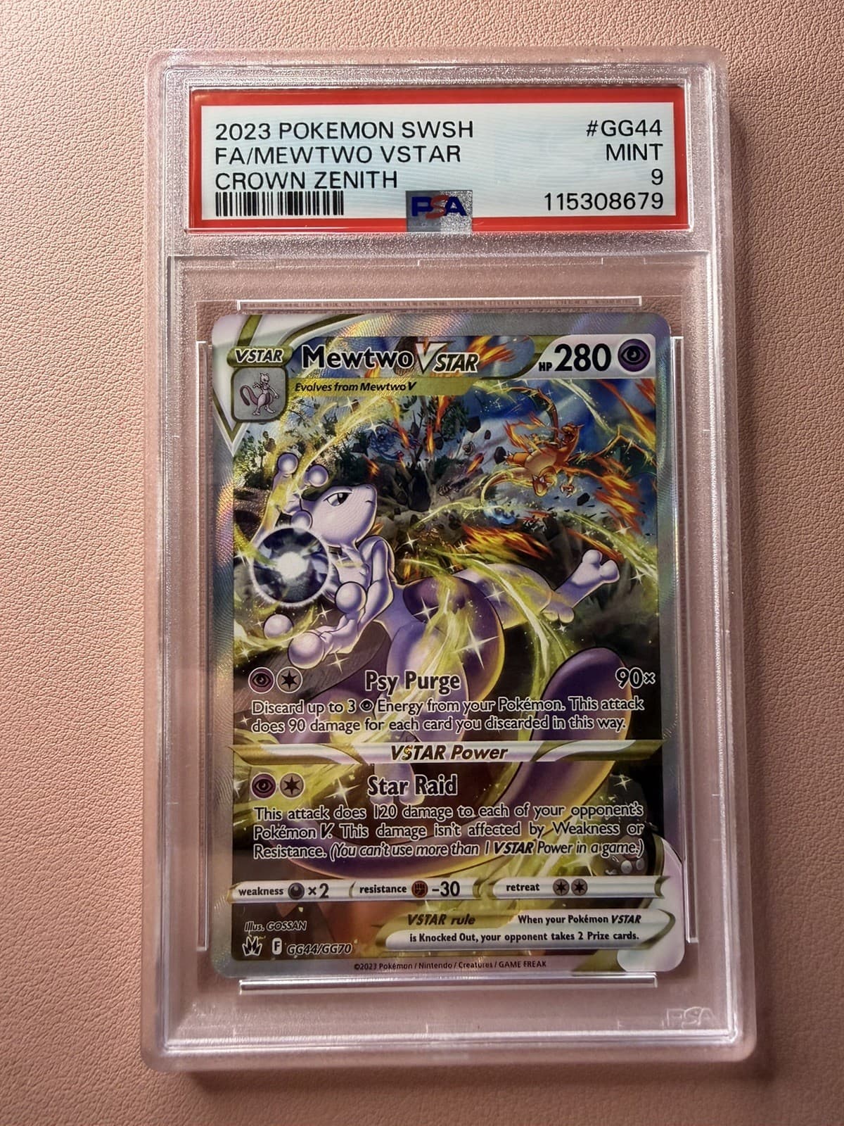 Mewtwo VSTAR GG44/GG70 SWSH: Crown Zenith: Galarian Gallery Holo PSA 9