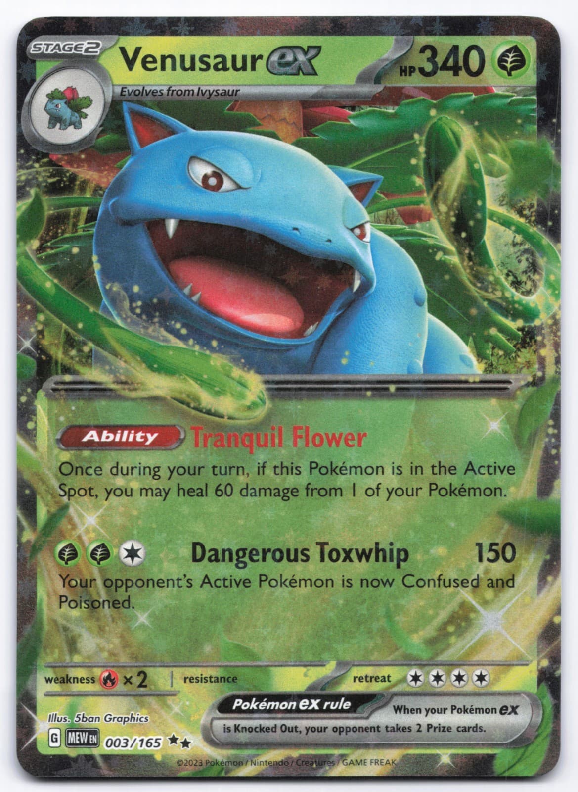 Pokémon TCG Venusaur ex 003/165 Scarlet & Violet 151 NM