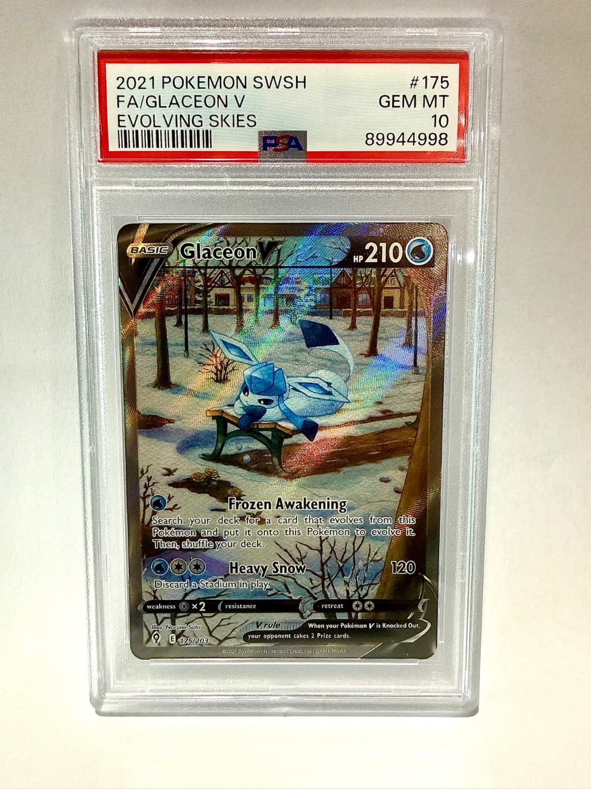 Pokemon Glaceon v Evolving Skies Full Art #175 PSA 10 Gem Mint