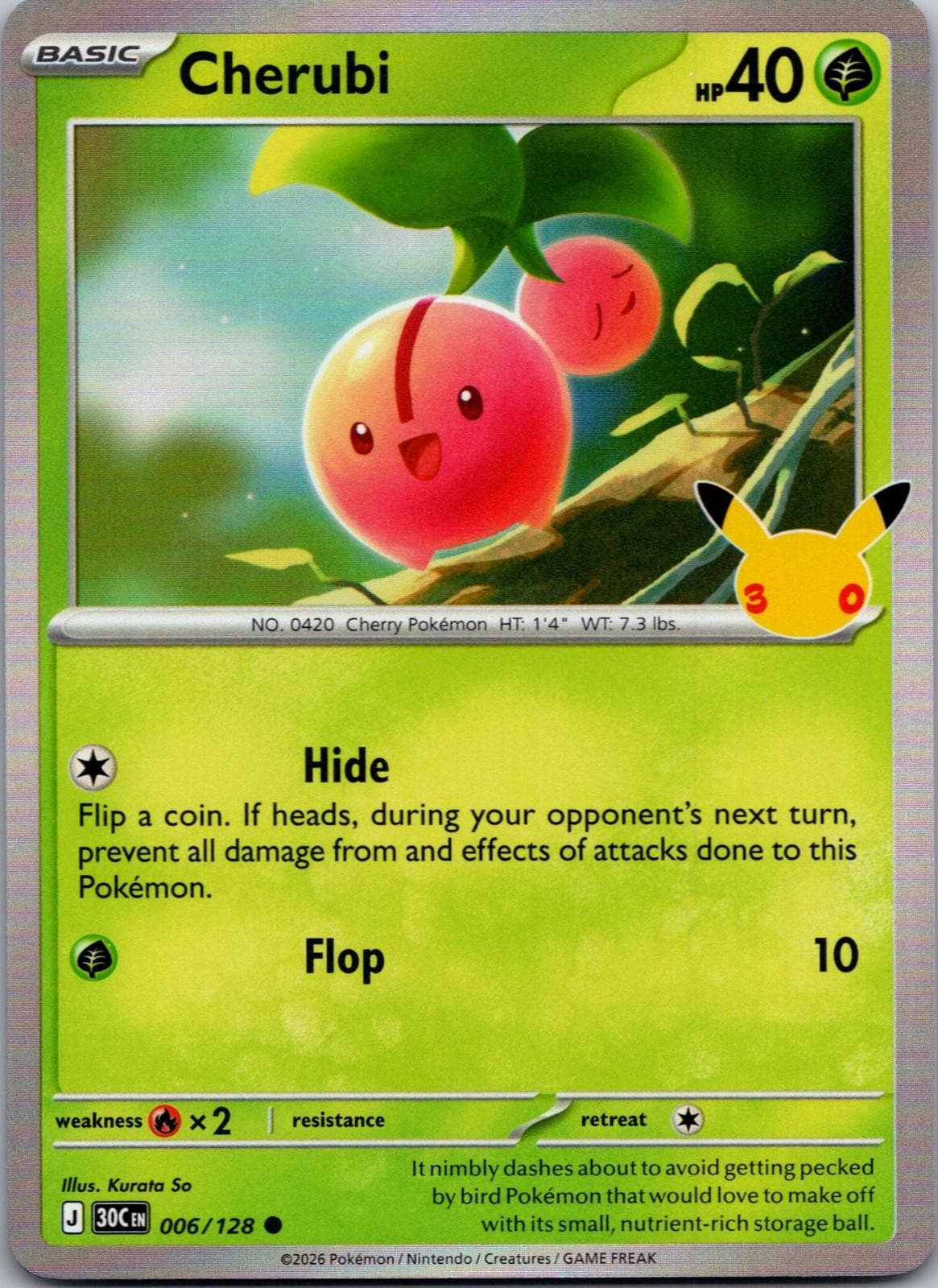 Cherubi Holo ME: 30th Celebration 006/128 NM Pokemon
