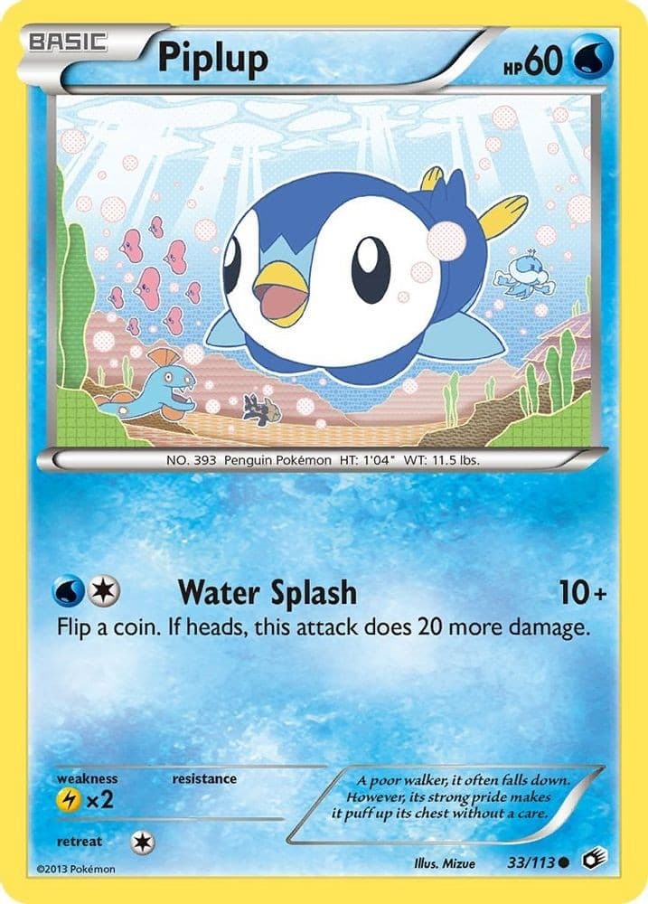 Piplup 33/113 Common Legendary Treasures Pokemon Moderately Played