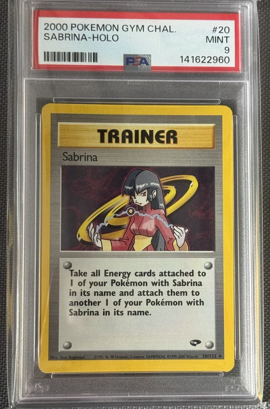 2000 Pokemon Gym Challenge Sabrina Trainer 20/132 Rare Holo PSA 9