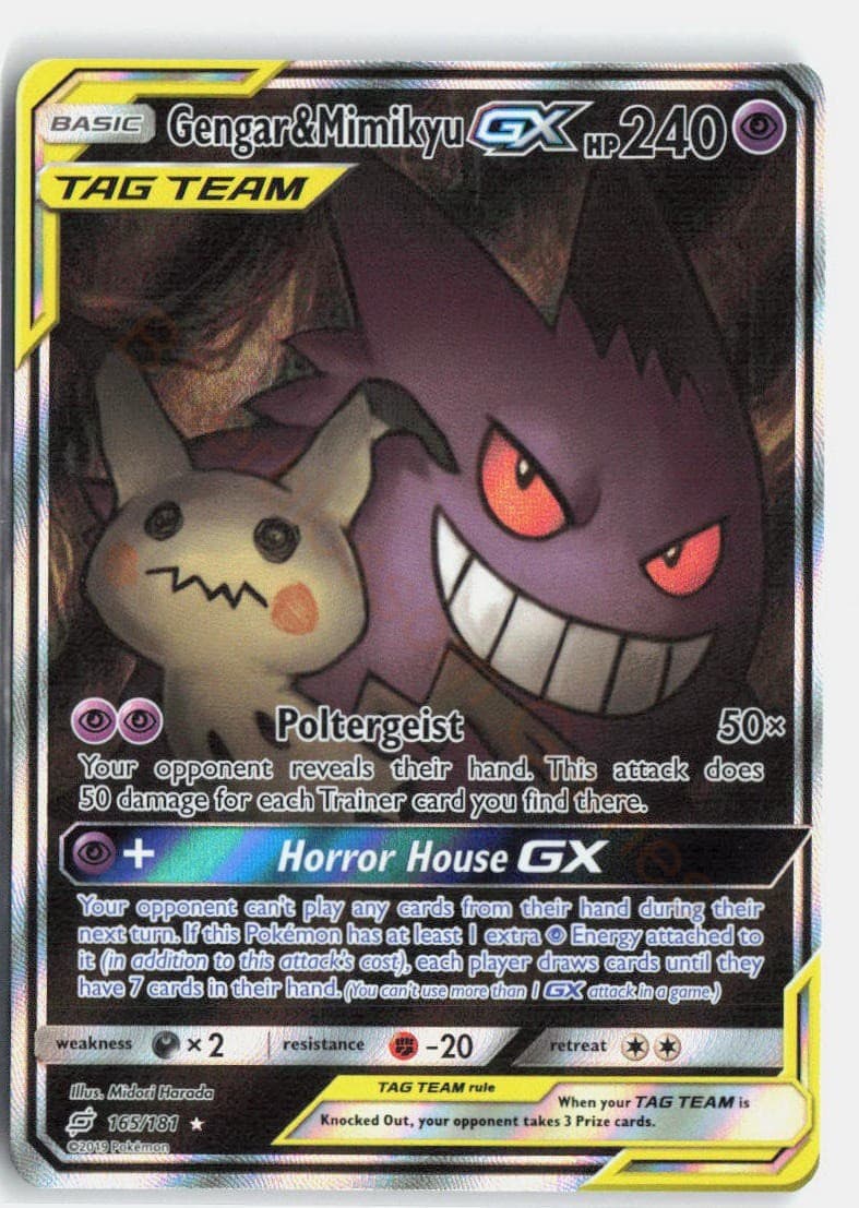 Gengar & Mimikyu GX 165/181 Ultra Rare Team Up Pokemon Holo Near Mint