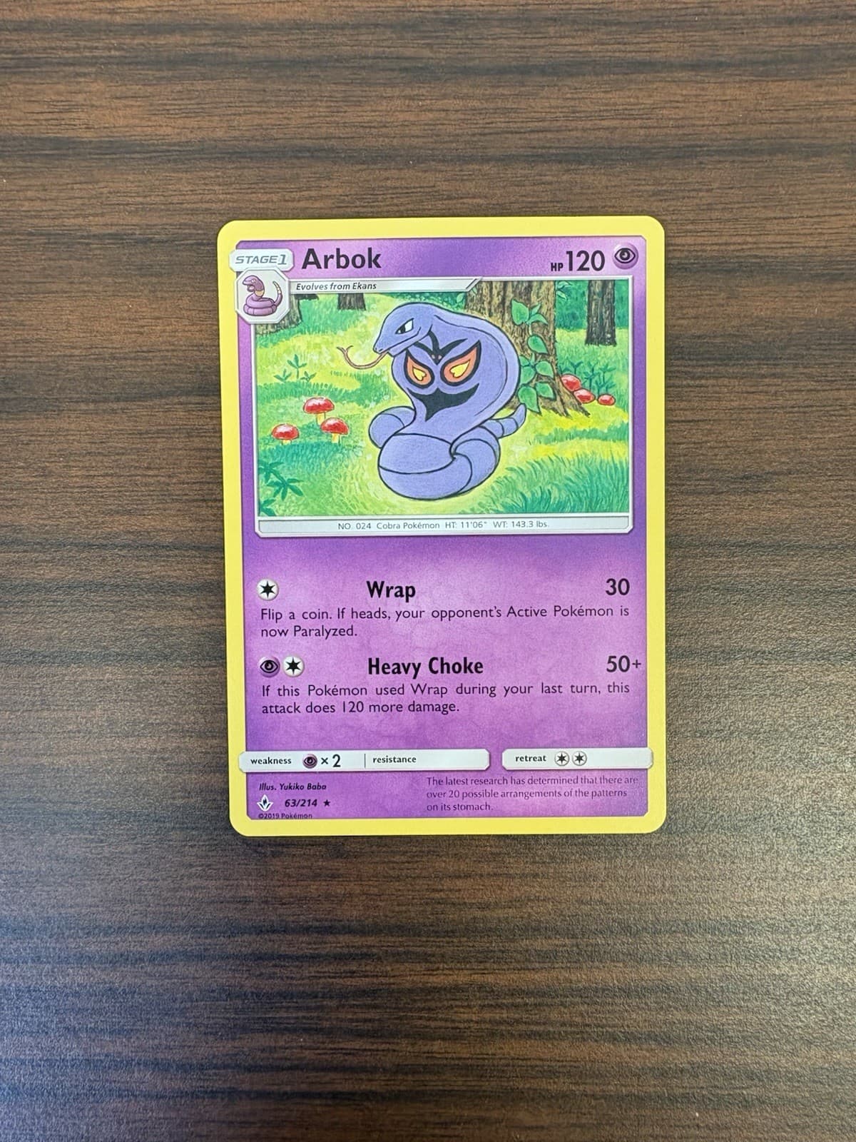 Pokémon Card Arbok 63/214 Rare Unbroken Bonds M/NM