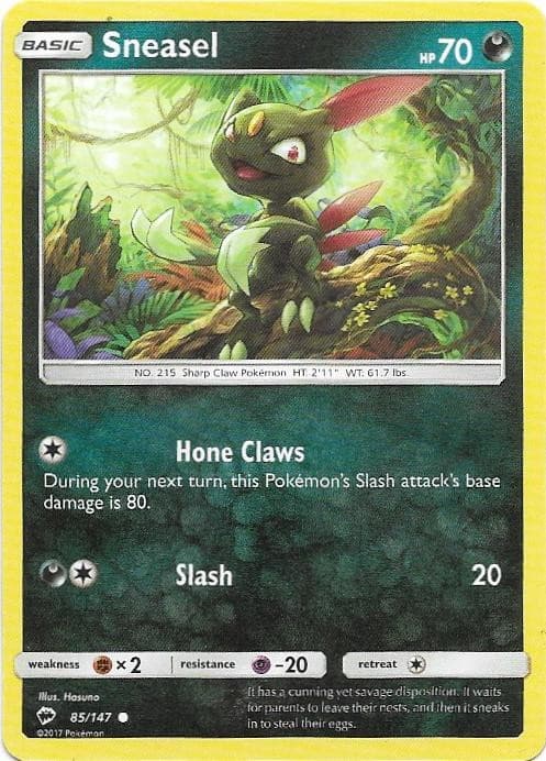 Sneasel 85/147 Common Burning Shadows Pokemon Near Mint