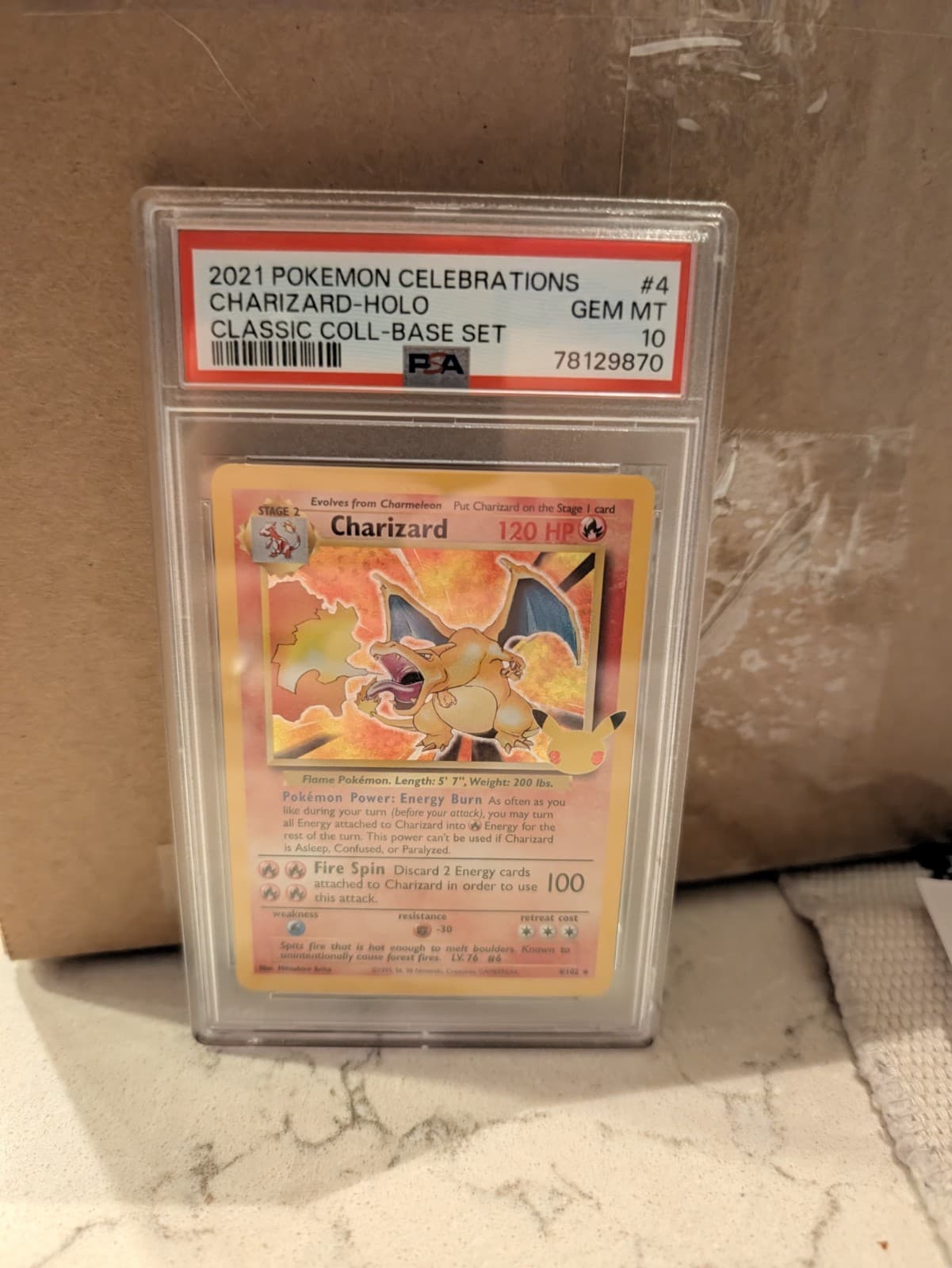 Pokémon Charizard 4/102 Celebrations Classic Coll-Base Set Holo 2021 PSA 10