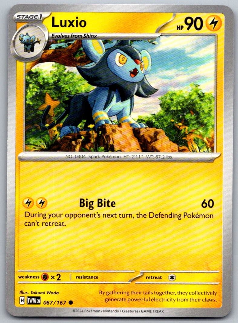 Luxio Twilight Masquerade 067/167 Common PokéMon — English Near Mint