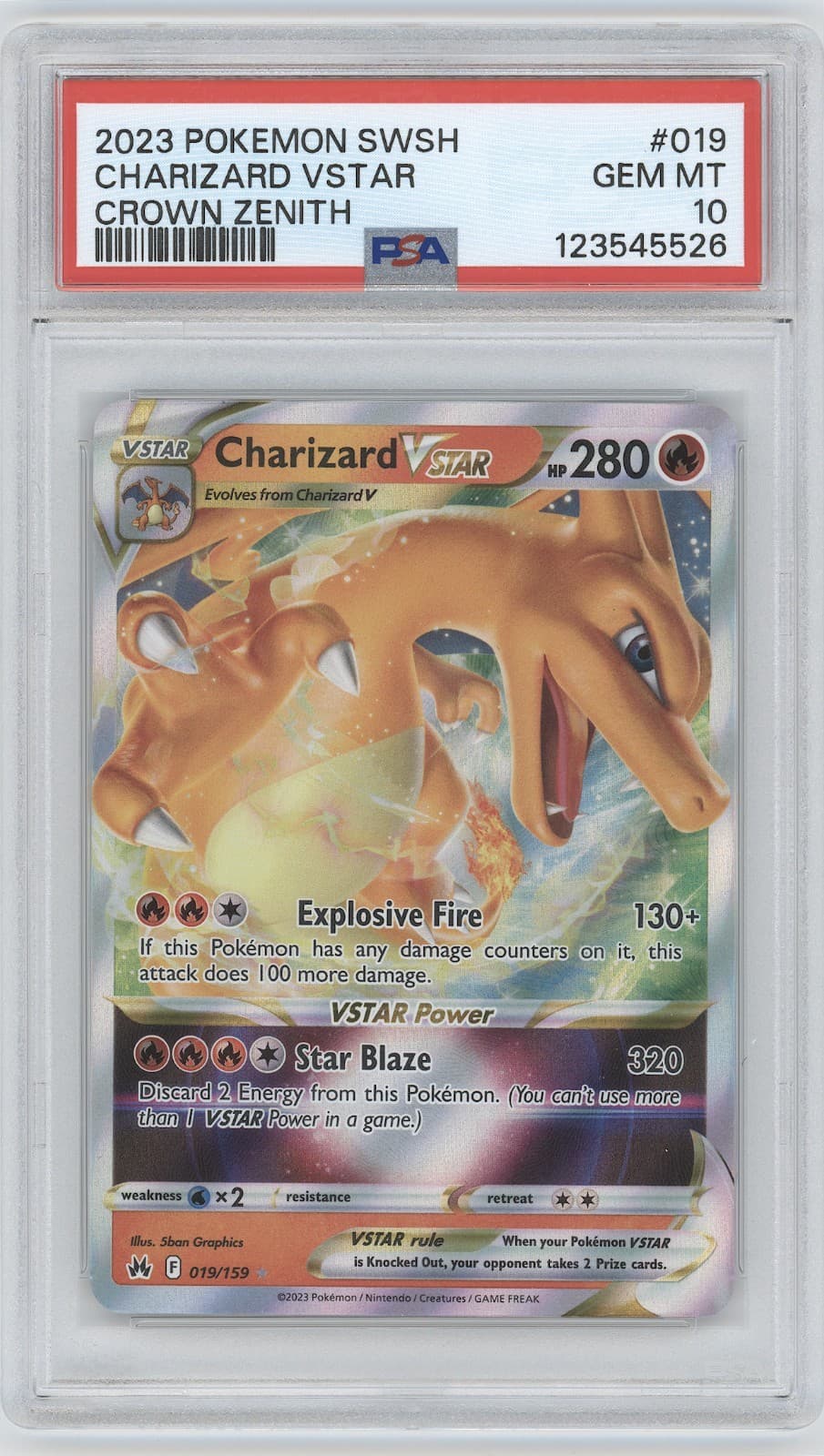 Pokemon TCG Charizard VSTAR 019/159 Crown Zenith Holo Ultra Rare PSA 10