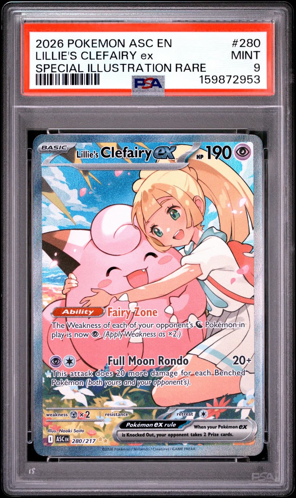 2026 Ascended Heroes Lillie's Clefairy ex Special Illustration PSA 9 #280/217
