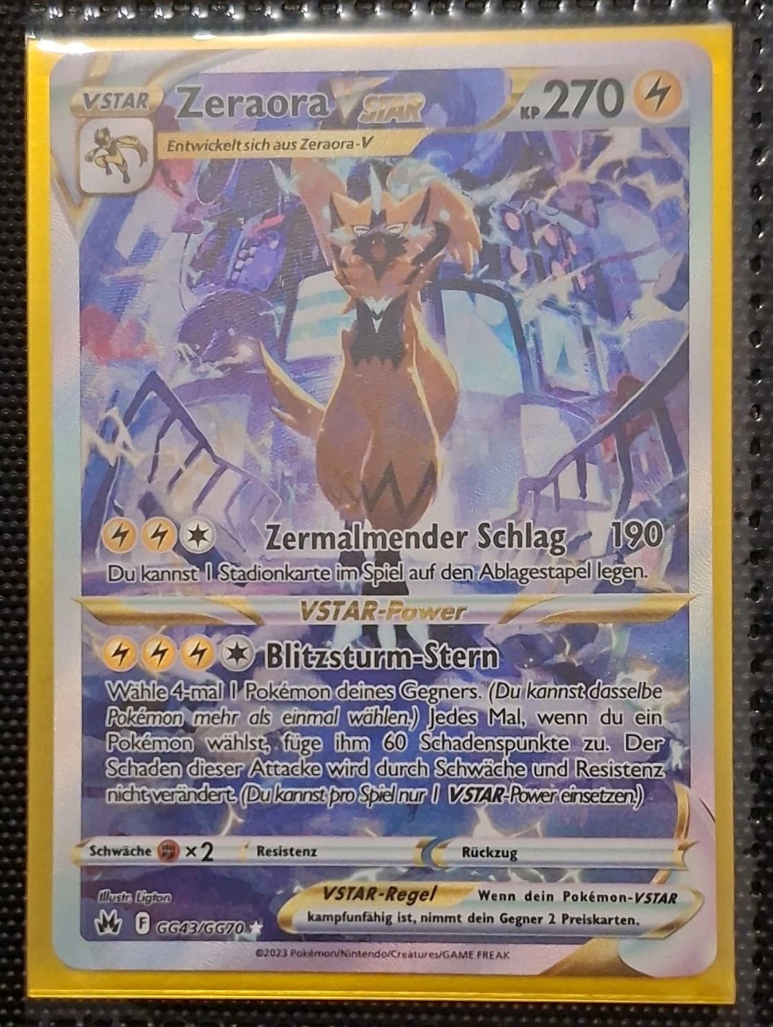 Pokémon TCG Zeraora VSTAR GG43/GG70 Crown Zenith Holo Deutsch 270 KP 2023