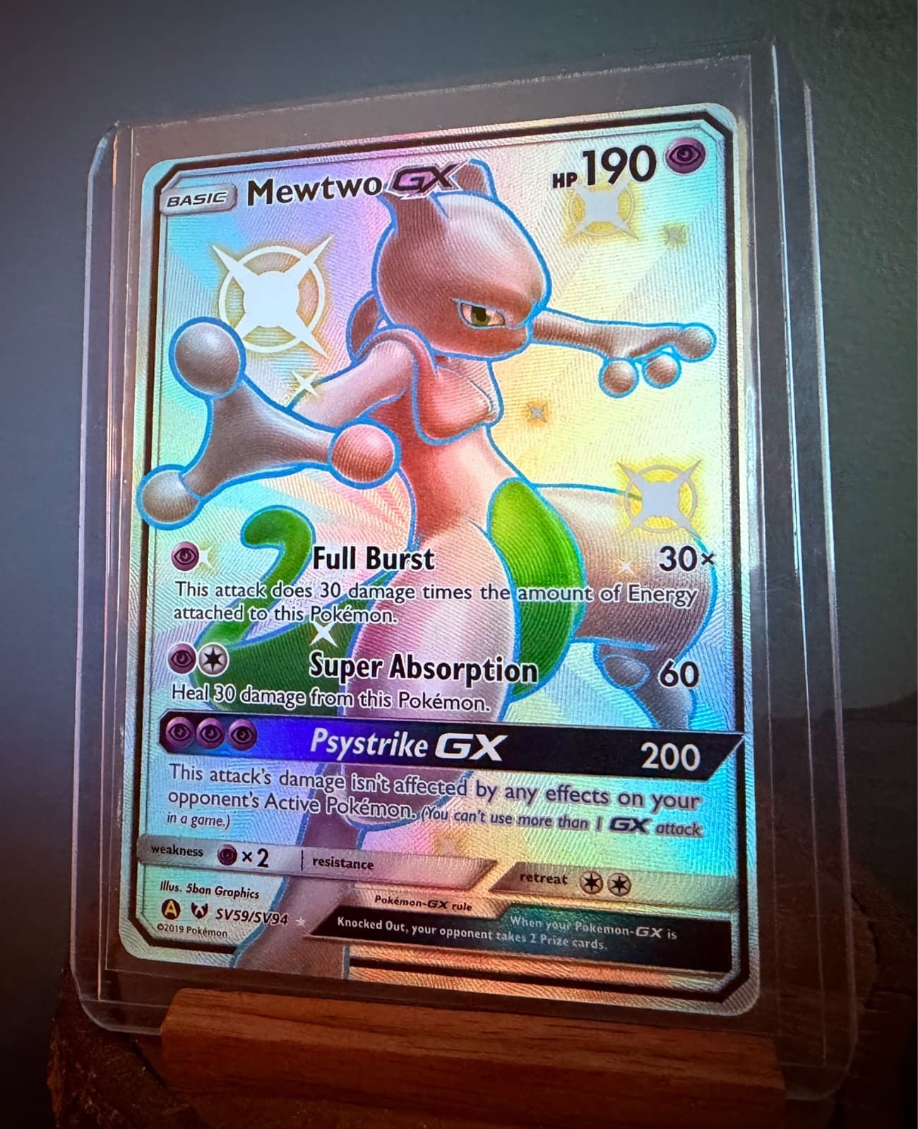 Mewtwo GX SV59/SV94 Shiny Vault Full Art - Pokemon Sun & Moon Hidden Fates NM