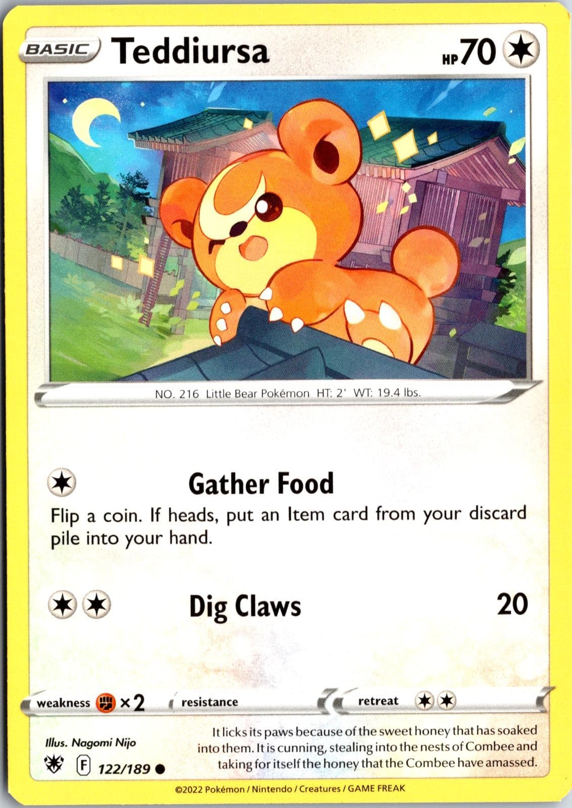 Teddiursa 122/189 Near Mint Common Astral Radiance Pokemon