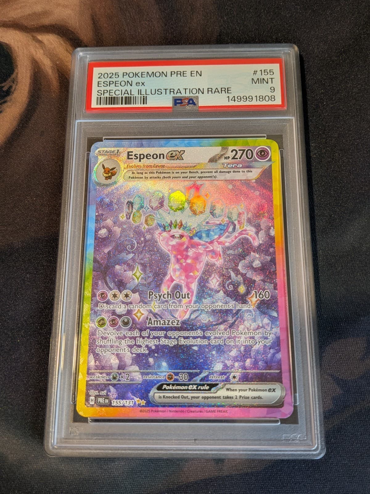 Pokemon TCG: Prismatic Evolutions (155/131) 2025 Espeon EX SIR PSA 9 MINT