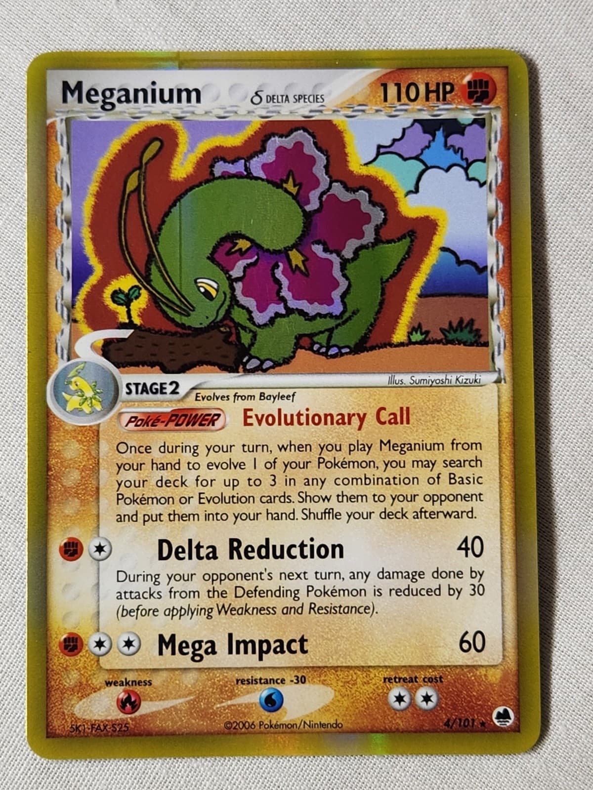 Played (LP) Meganium - Holo #4 Dragon Frontiers Pokemon TCG