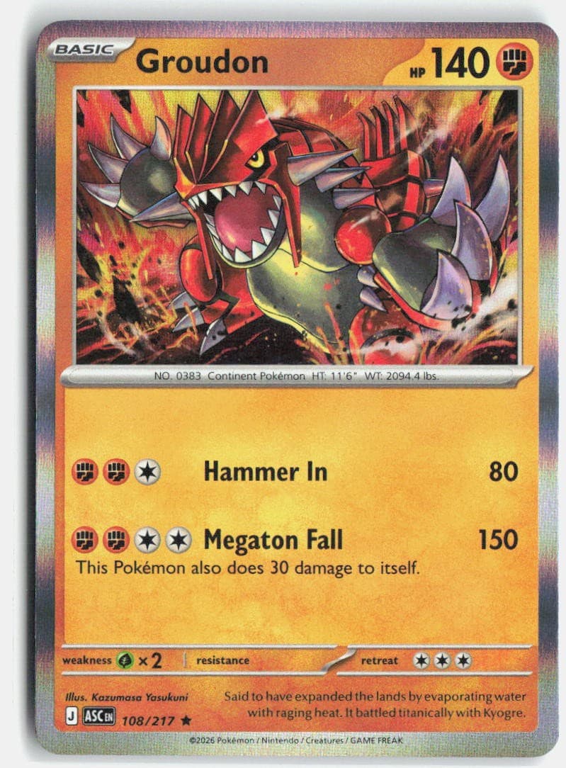 Pokemon TCG Groudon 108/217 ME: Ascended Heroes Holo NM