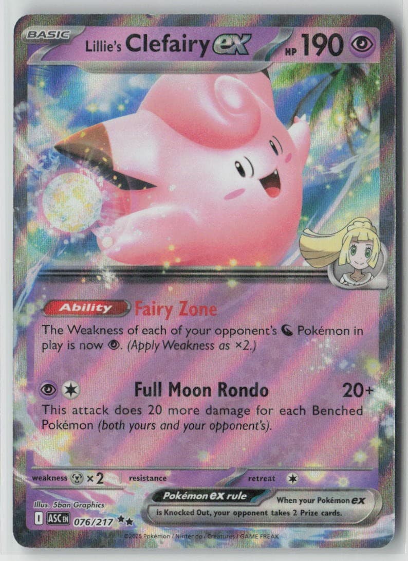 Ascended Heroes Lillie's Clefairy ex Holo 076/217