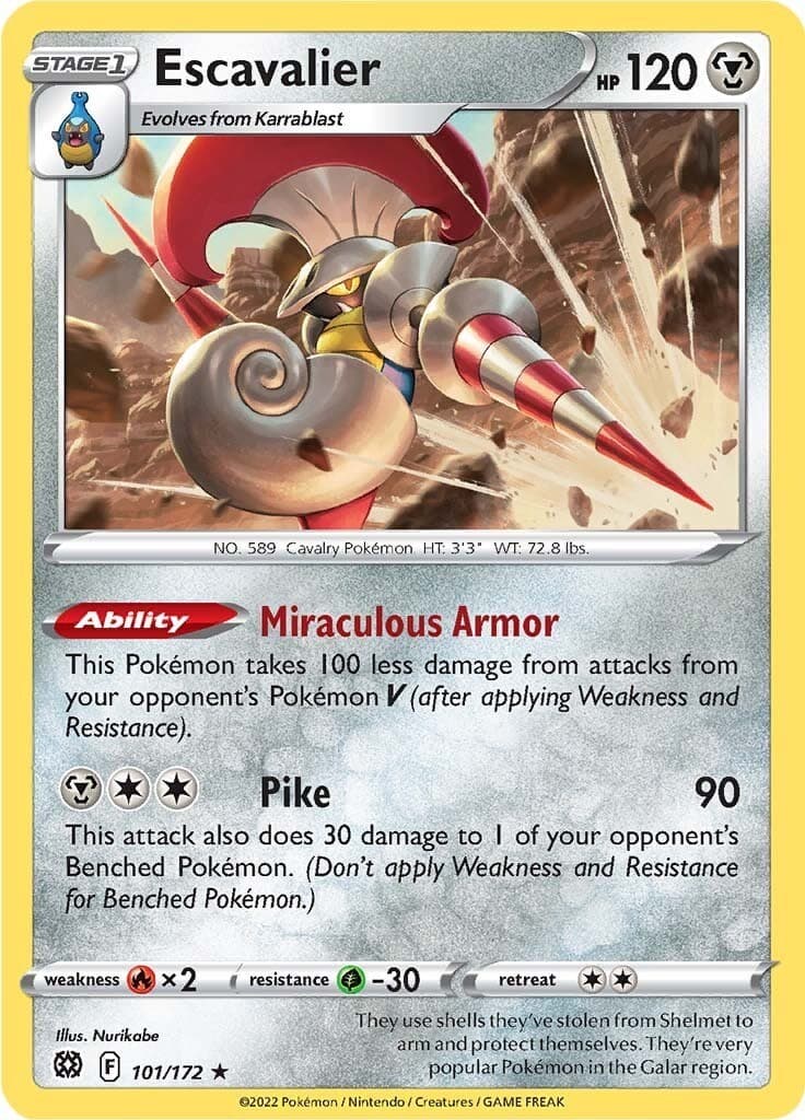 Escavalier 101/172 Pokemon SWSH09: Brilliant Stars NM EN Nurikabe
