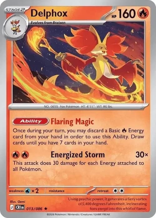 Delphox 13/86 - ME: Chaos Rising - Pokemon TCG - NM