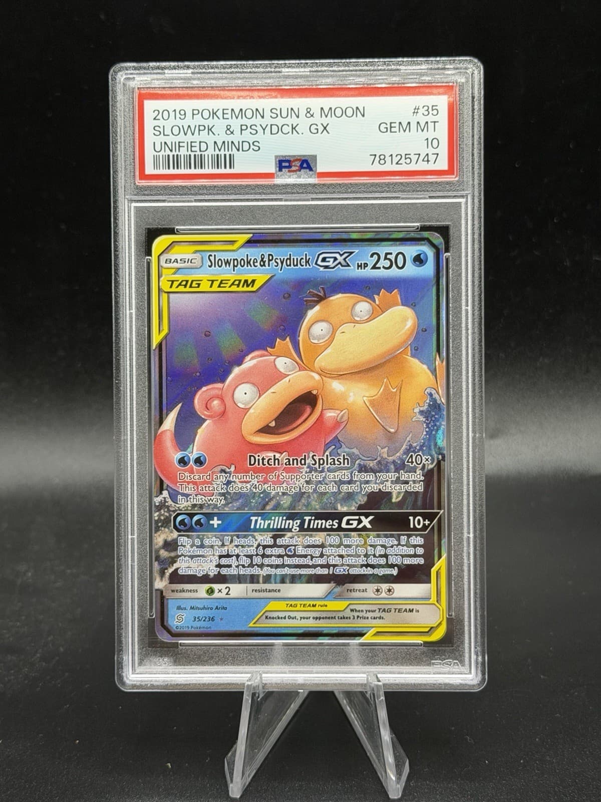 2019 Pokémon Slowpoke & Psyduck GX Sun & Moon Unified Minds 35/236 PSA 10