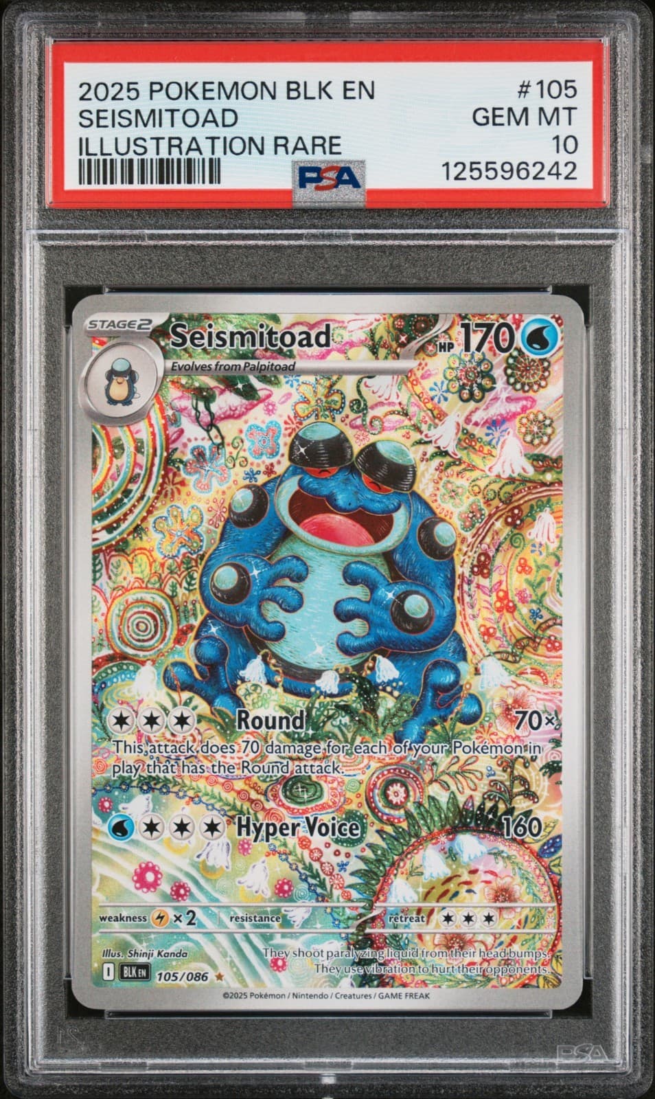 2025 Pokemon Black Bolt Seismitoad 105/086 Illustration Rare PSA 10 Shinji Kanda