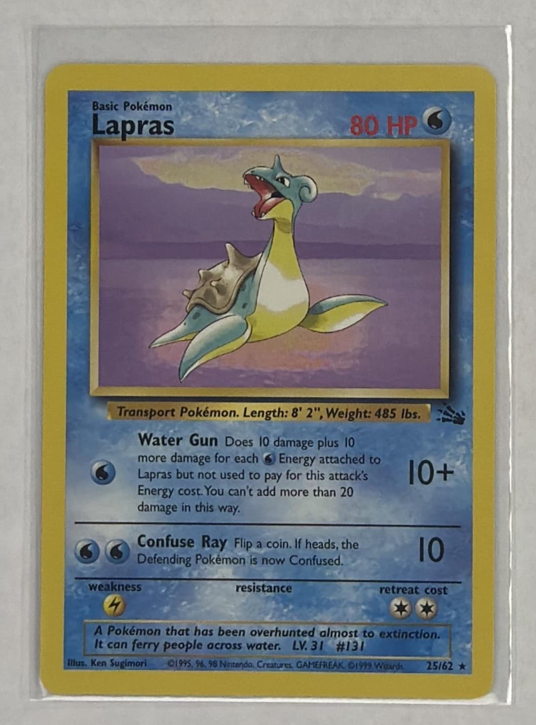 1999 Pokemon Fossil Lapras Non-Holo Rare #25/62