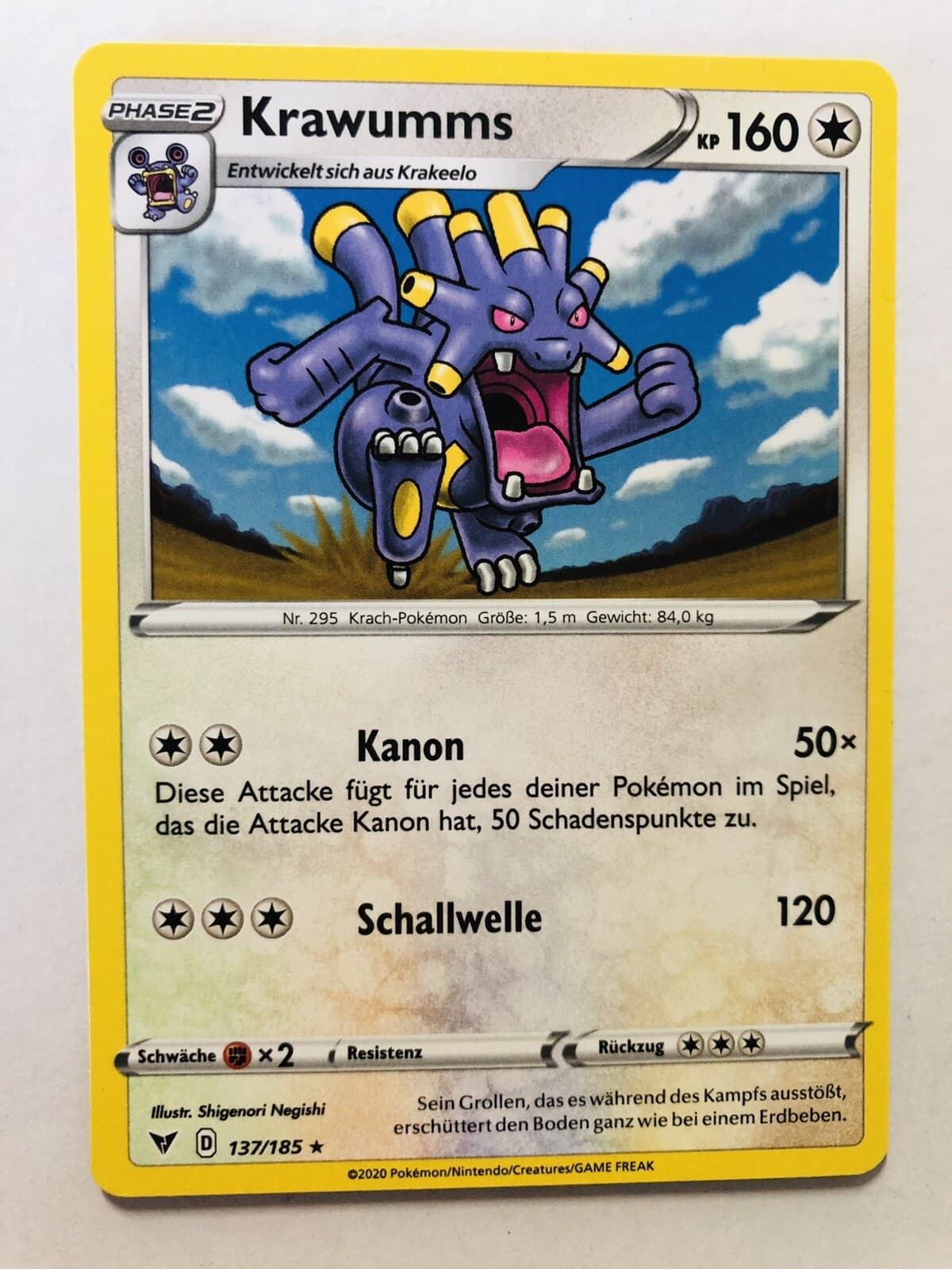 Pokemon Karte Krawumms 137/185 Farbenschock Deutsch