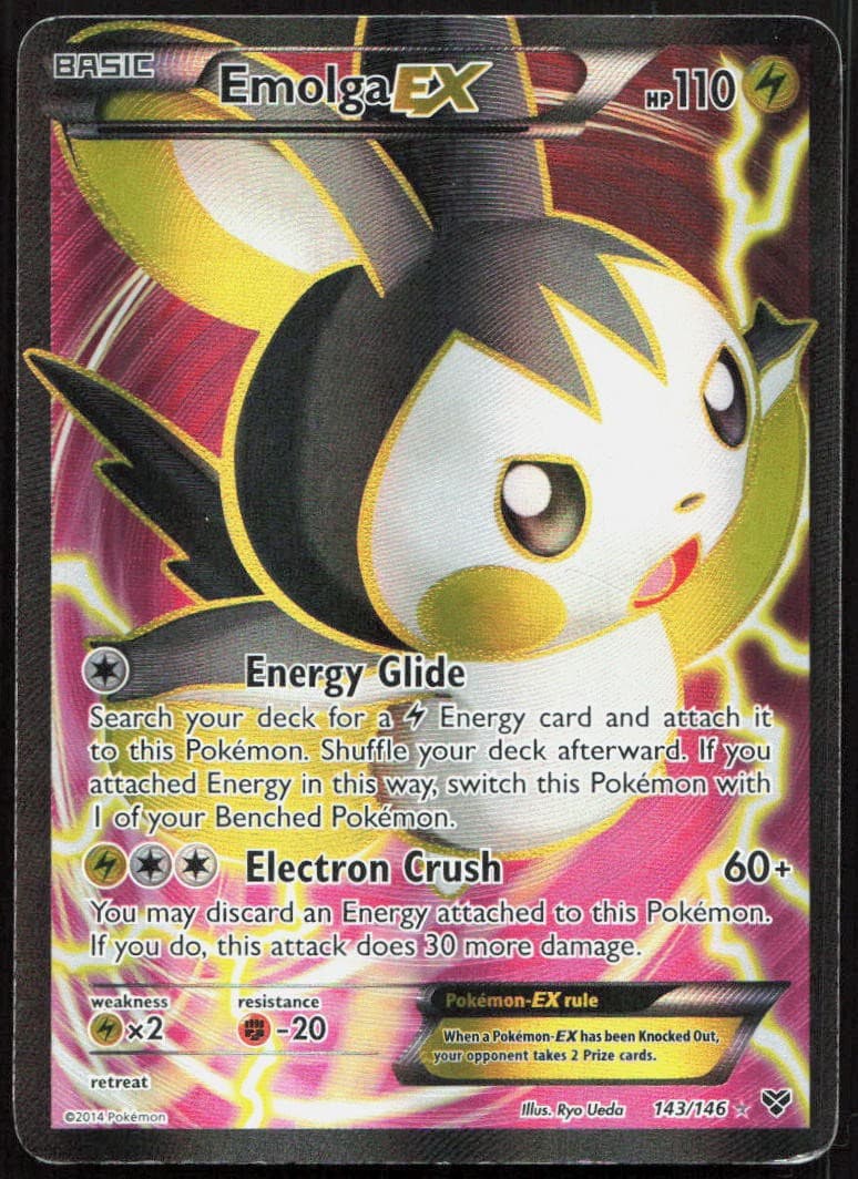 Emolga EX 143/146 Ultra Rare XY Pokemon Holo Moderately Played