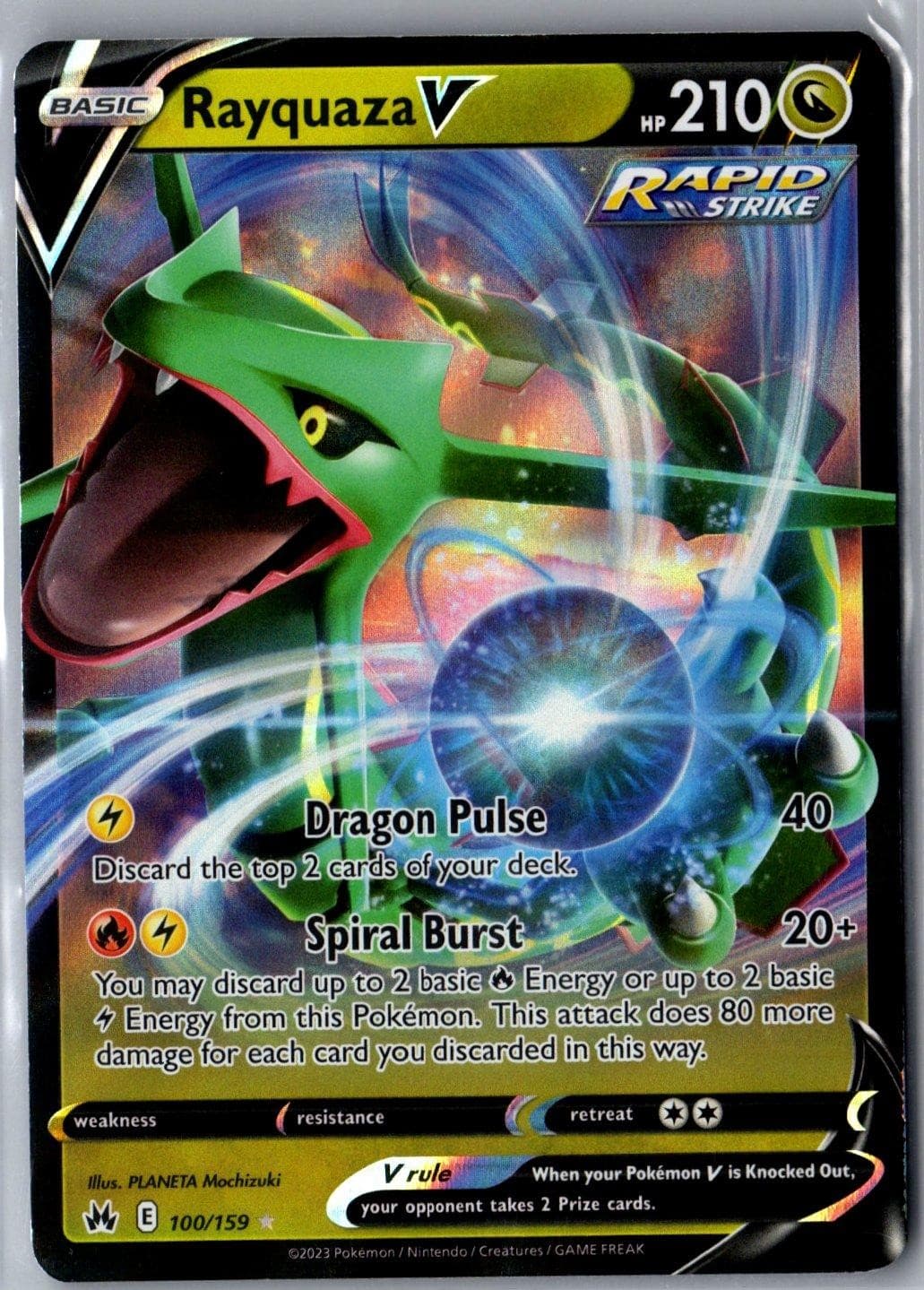 Rayquaza V 100/159 Holo Ultra Rare Crown Zenith Pokemon Lightly Played