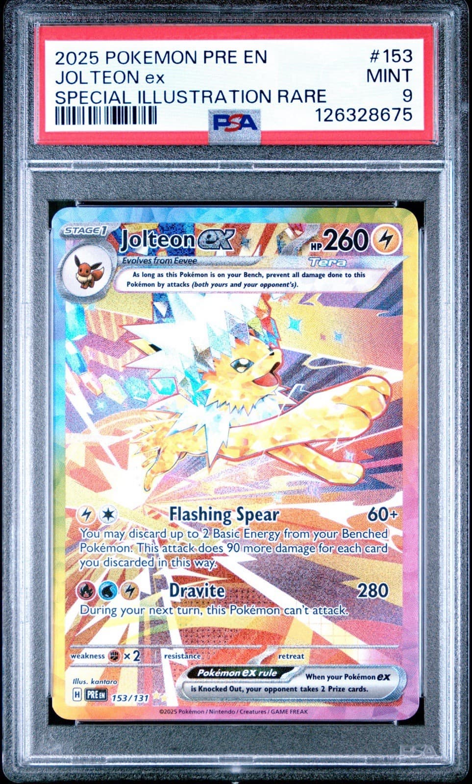 Pokémon TCG Jolteon ex 153/131 Prismatic Evolutions SIR Holo PSA 9