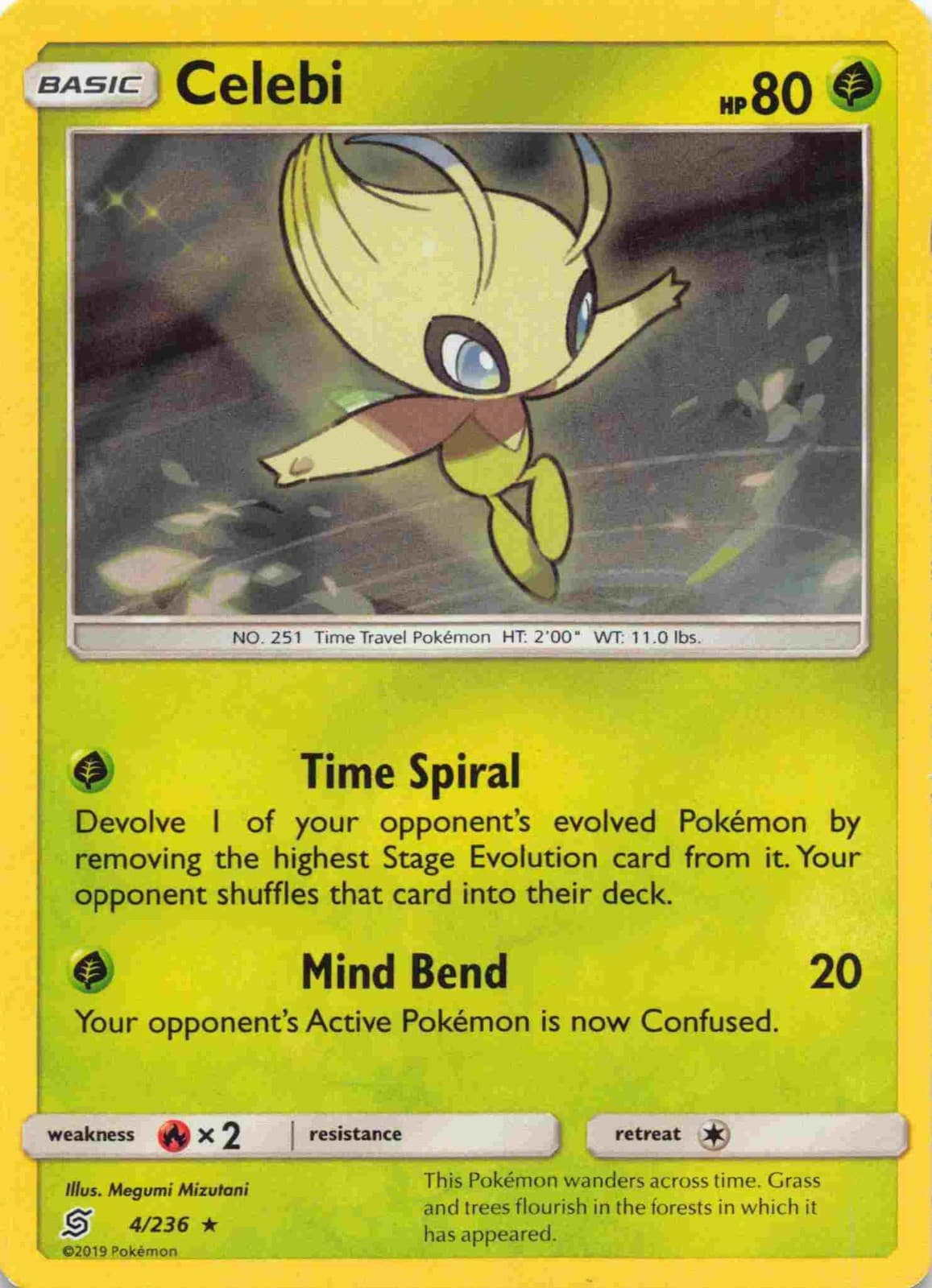 Pokemon TCG Unified Minds Celebi - Holo Rare - 4/236 - Near Mint - Free Shipping